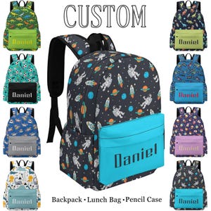 Sac à dos personnalisé dinosaure, Cartable avec nom personnalisé, Cadeaux personnalisés pour la rentrée des classes pour enfant, Sac à lunch/pochette à crayons personnalisé, Sac avec nom personnalisé garçon