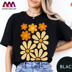 Retro 70s Daisy T-shirt, Groovy Floral Vintage Boho Tee