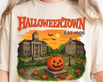 Comfort Colors® Halloweentown Shirt, Retro Halloween Pumpkin Tee, Spooky Season Fall Graphic Gift T-Shirt