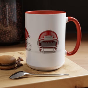 Football Helmet Accent Mug - Perfect for Sports Fans, Gifts for Gamers, Coffee or Tea Time, Game Day Mug, Team Spirit - VISIT OUR STORE!