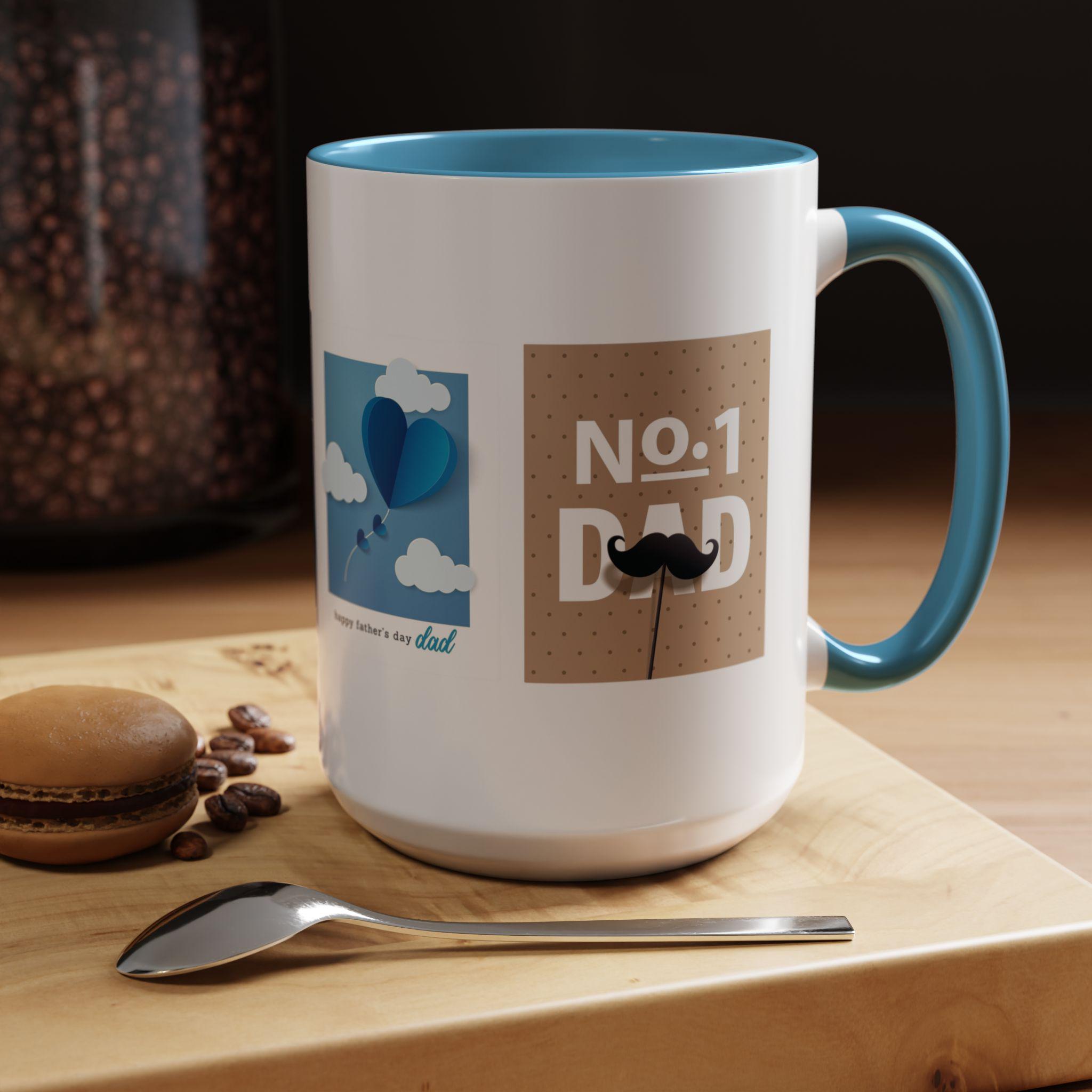 Father's Day Accent Coffee Mug, Gift for Dad, No.1 Dad Mug, Blue Sky Design, Birthday Gift for Men - VISIT OUR STORE!