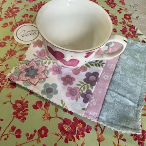 Quilted Mug Rug, Assorted Fabrics, Mug Rug, Tea Coaster, Fabric Coaster, Cozy Coaster, Mug Coaster, Tea lover, Coffee lover, Soft and Cozy