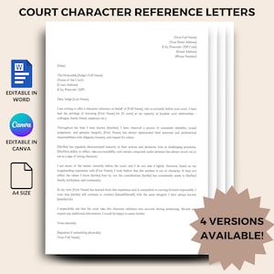 Referenzschreiben für Gerichtcharakter, bearbeitbarer Zeichenbrief für Richter, Canva- und Word-Format, Rechtshilfeschreiben, gerichtliche Briefvorlage