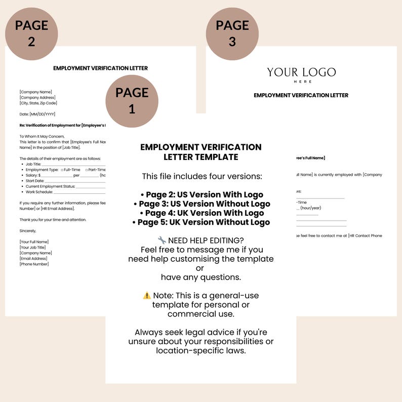 Employment Verification Letter Template, Editable in Canva, Job Proof ...