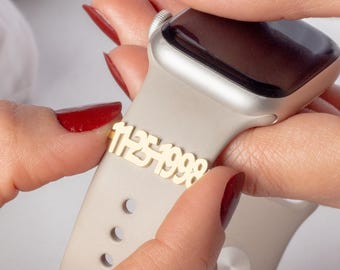 Charm personalizzato per orologio con data di anniversario Accessori personalizzati per Apple Watch Regalo per la festa della mamma Gioielli in argento Regalo di compleanno Charm per orologio intelligente