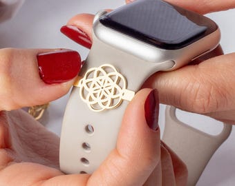 Flower of Life Watch Charm Silver Apple Watch Accessories Watch Band Personalization Gift for her Birthday Gift Mother Day Gift Lotus Charm