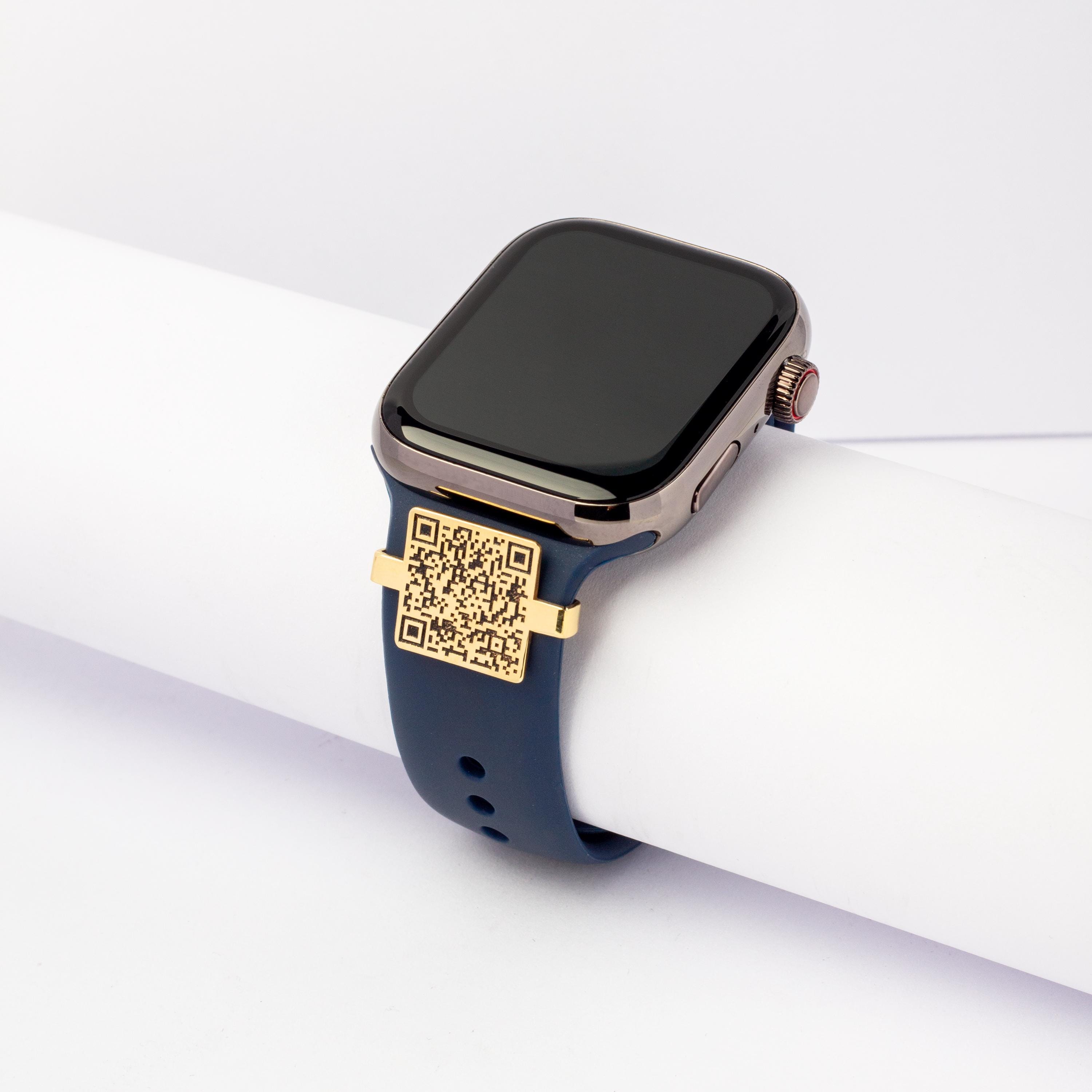 QR Code Watch Charm Personalized Silver Apple Watch Accessories Custom ...
