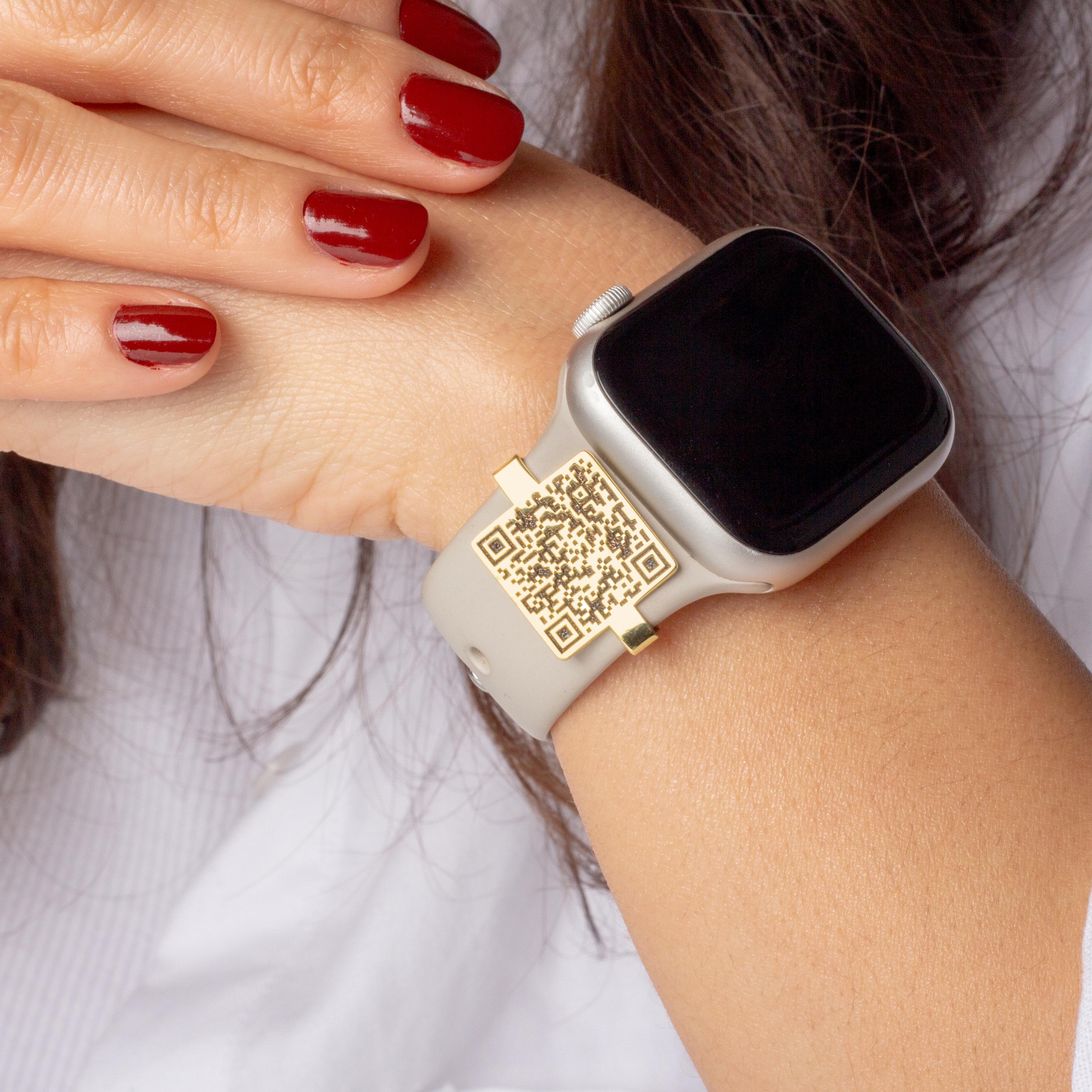 QR Code Watch Charm Personalized Silver Apple Watch Accessories Custom ...