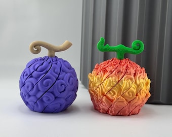 Devil Fruit Fidget Toy - Gomu Gomu & Mera Mera - One Piece Anime Decor - Sliced Spinner - Unique Anime Gift - Stress Relief Toy