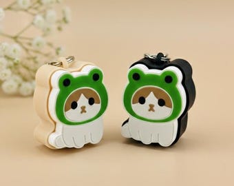 Meme Cat Clicker Toy Keychain | Cute Funny Fidget Cat, Frog Cat | Stress Relief, ASMR, Desk Toy, Gift | Fidget clicker