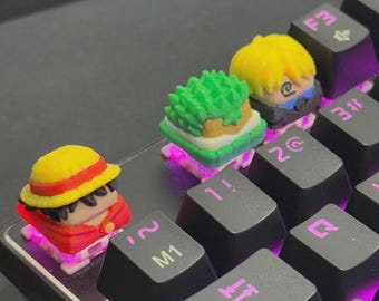 Anime Pirate Keycaps – Handmade Anime Keycaps - Cherry FX Keyboard - Anime Fan Gift - Pirates