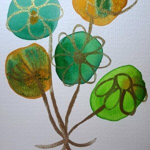 Cartão-presente original de FELIZ ANIVERSÁRIO em aquarela pintada à mão (5" x 7") com envelope