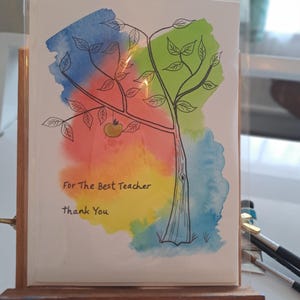 Best indem Sie Lehrer Original handgemalte Aquarell Geschenkkarte (5 "x 7 ") mit Umschlag."