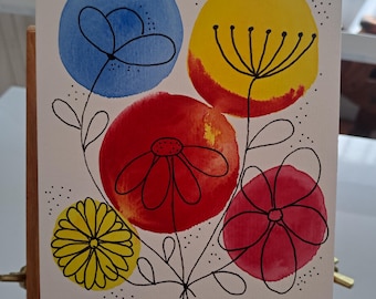 CONGRATULATIONS Original Hand Painted Watercolour Gift Card (5&quot; x 7&quot;) with envelope