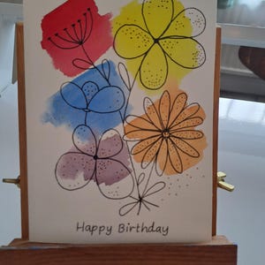 HAPPY BIRTHDAY Original Hand Painted Watercolour Gift Card (5" x 7") with envelope