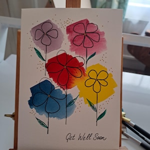 Cartão-presente original pintado à mão em aquarela (5" x 7") com envelope