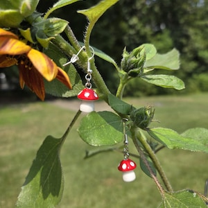 Mini Mushroom Dangle Earrings: Handmade Cottagecore Fairycore Jewelry
