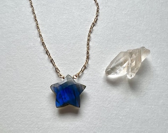 Labradorite Star pendant necklace, boho necklace, bohemian necklace,  stone necklace, real stone jewelry,  Dainty stone pendant