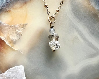 Handmade Herkimer diamond crystal necklace,  layering pendant, 14k gold plated necklace for women, jewelry, gift for her, dainty necklace