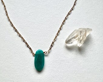 Amazonite pendant necklace, boho necklace, bohemian necklace,  stone necklace, real stone jewelry,  Dainty stone pendant