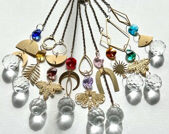 Mini Suncatcher choose your style, prisims and geometric brass
