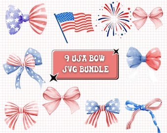 4. Juli Schleifen-Svg-Bundle, 4. Juli Mädchen-Svg, USA-Flagge Png, Amerikanische Kokette Png, Flaggenbogen Kokette, 4. Juli Png, USA-Unabhängigkeit