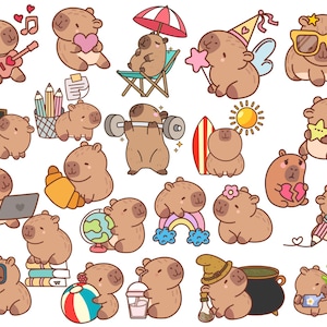 Cute Capybara SVG Bundle, Capybara Animal Shirt Png, Capybara Digital Stickers, Kawaii Capybara Clipart, Capybara Vector Summer Shirts Svg