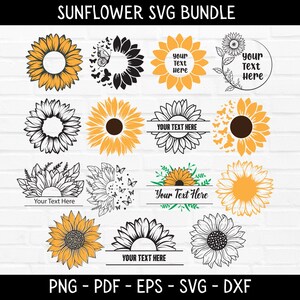 Girassol SVG, Girassol Cricut, Clipart de Girassol, Arquivo de Corte de Girassol, Vetor de Girassol, Arquivo de Corte Floral, Monograma Dividido Svg
