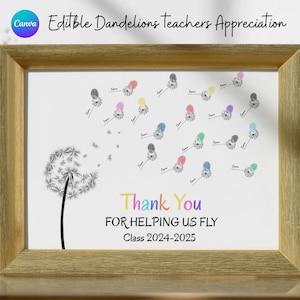 Teacher Appreciation Gift Editable Printable, End Of School Keepsake for Students Thumbprints, Custom Gift for Teacher, Thank you Gift