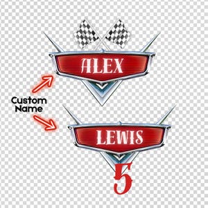 Personalized Cars Custom PNG Logo, Cars Original Birthday, Custom Cars Logo with Name & Age, Cars Cake Topper T-Shirt, Cars party logo decor