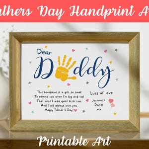 Vaderdag handafdruk ambacht, vaderdag handafdruk kunst, My Daddy-gedicht, cadeau voor papa, vader sentimenteel cadeau van kinderen, peuterbaby
