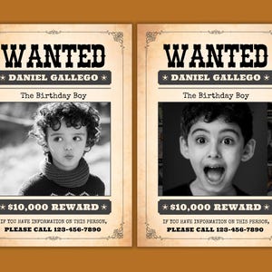 Plantilla de Canva para carteles de "Se busca", imprimibles, personalizables y editables, decoración para fiesta del lejano oeste, decoración para fiesta del oeste, recompensas de vaquero