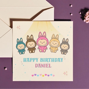 Labubu Birthday Card, Labubu Monsters, Birthday Card, Happy Birthday, Daughter, Sister, Niece, Friend, Labubu Greetings Card