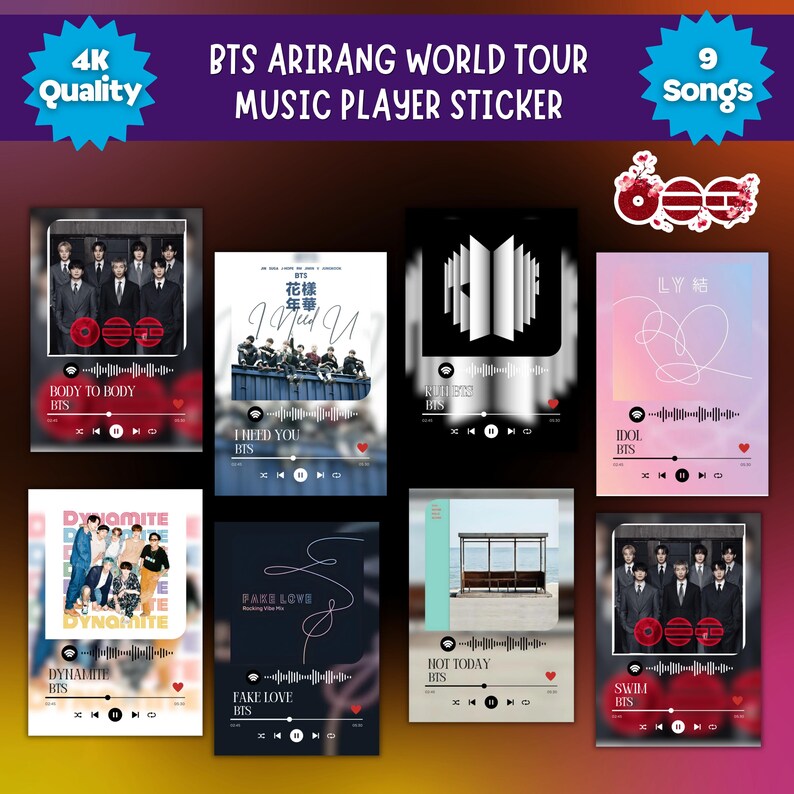 BTS Arirang World Tour Music Player Stickers, Concert Freebies, Kpop ...