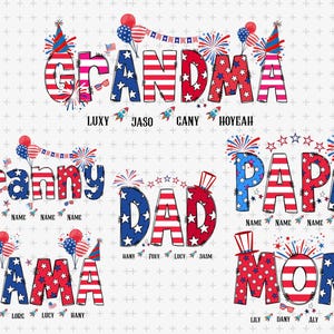 Personalisierte Familie 4. Juli PNG, Benutzerdefinierte Vaterländischer Name Png, Oma Mama Papa Mama Papa Png, amerikanische Mama, Unabhängigkeitstag svg