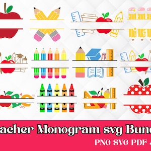 Lehrer-Monogramm-Svg-Bundle, Lehrer-Namens-Svg, Lehrer-Shirt-Svg, Lehrer-Svg, Back zu Schule-Svg, Lehrer-Leben