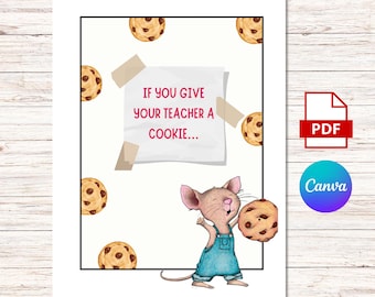 If You Give Your Teacher A Cookie Book, Teacher Appreciation Gift End of Year, Teacher Gifts Book Template, Canva Editable Template, Gifts