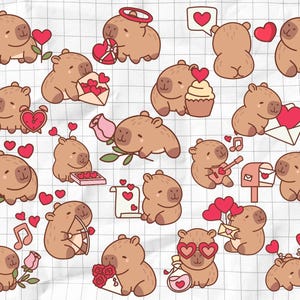 Carino Capybara PNG Bundle Svg, Adesivi digitali Capybara, Capibara amorevole Svg, Amorevole Capybara Clipart, Kawaii Capybara Clipart, Stampa camicia