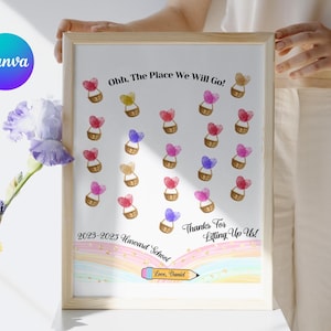 Fingerabdruck Luftballon Lehrer Wertschätzung Geschenk, personalisiertes Geschenk für Lehrer, Herz ThumbPrints Pdf, druckbare 8x10 bearbeitbare Vorlage