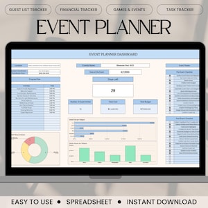 Minimalistische evenementplannersjabloon in Googlesheet Evenementorganisator bladsjabloon voor bedrijfsevenement Babyshower enz. met leveranciersbudgettracker