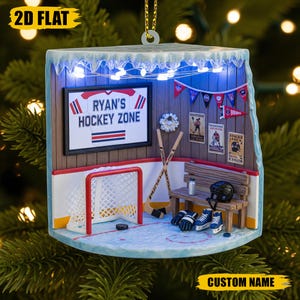 Personalized Hockey, Ice Hockey Ornament, 2D Flat Custom Hockey Ornament, Christmas Tree Decoration, Hockey Mom Gift