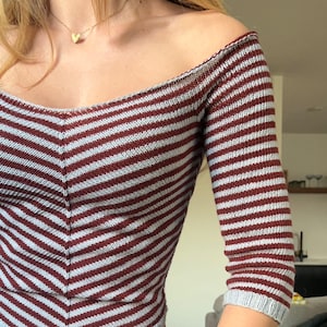 Aurora breipatroon top | Off-shoulder getailleerd breisel, Y2K Modern (pdf-patroon)