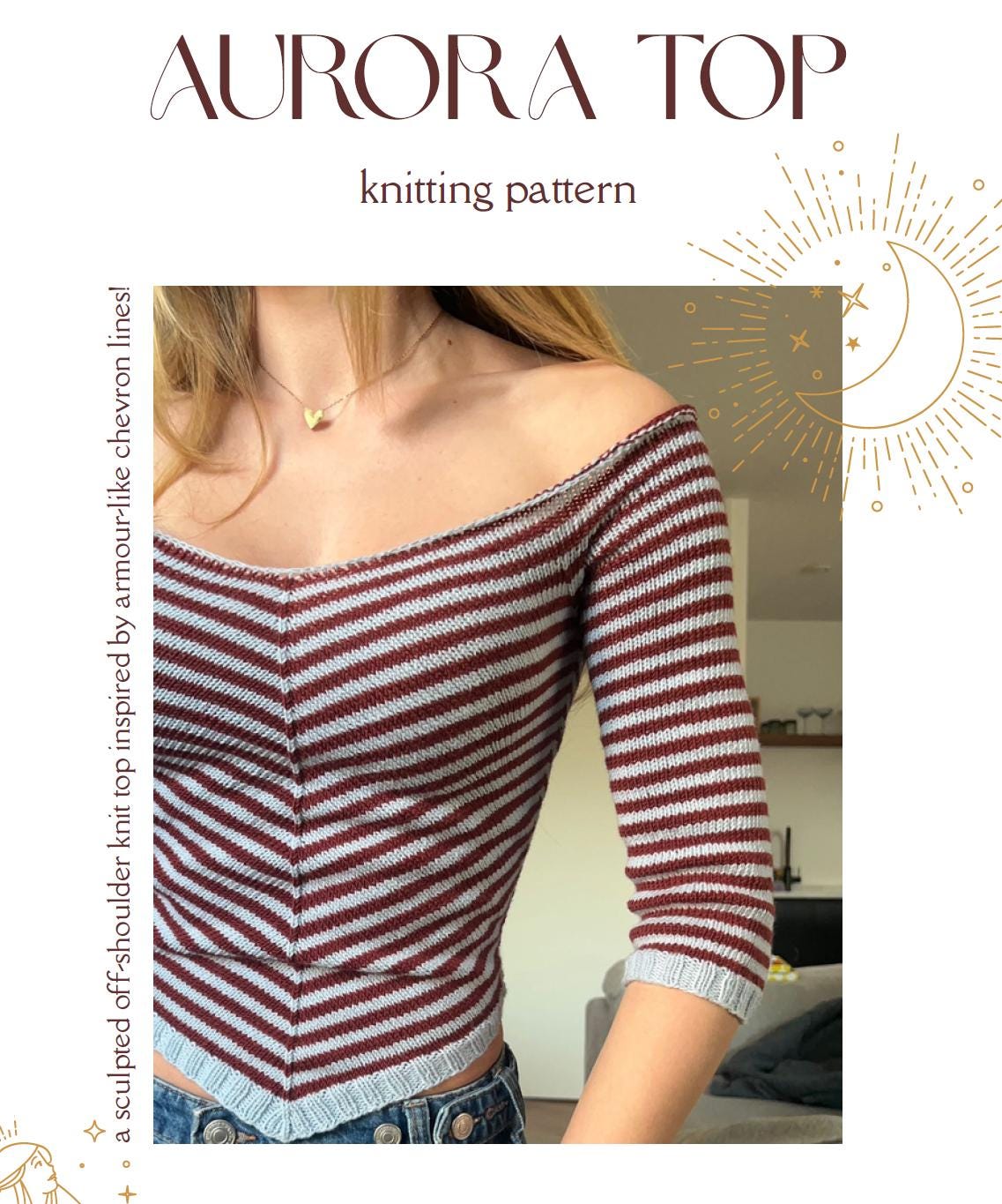 トップス A.F ARTEFACT Pyra Pattern Knit Top Aurora Top Knitting Pattern | Off-shoulder Fitted Knit, Y2K Modern