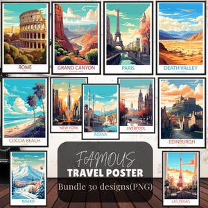 Affiche numérique Voyagez autour du monde – Art mural Wanderlust | Décoration de voyage imprimable | Impression de carte sur le thème de l'aventure | Cadeau explorateur du monde