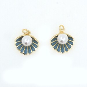 Muschel Anhänger 18K vergoldet Perle Muschel Halskette Emaille Muschel Schmuck DIY handgemachtes Schmuck Zubehör