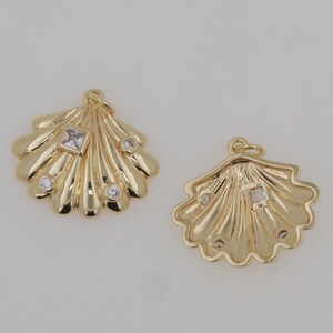18K vergoldet Muschel Anhänger Conch Muschel Anhänger Micro Pavé Muschel einfach hängend DIY Schmuckzubehör