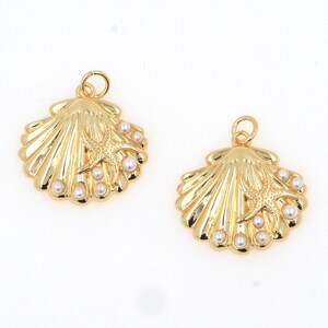 Muschel Anhänger 18K Gold überzogene Muschel-Halskette Mode-Perlen-Shell-Charme-Geschenk für sie DIY handgemachtes Schmuck Zubehör