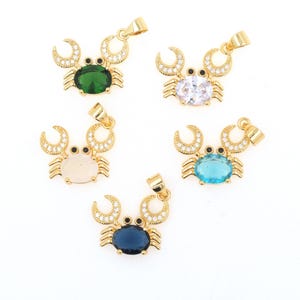Crab pendant plated 18K gold crab pendant Micro pavé CZ marine life pendant Suitable bracelet necklace earrings DIY handmade accessories