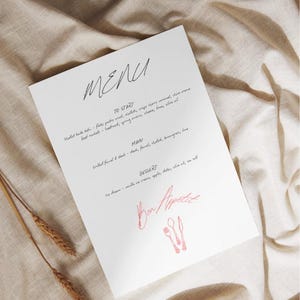 Elegancki szablon menu Bon Appétit | Menu do druku i edycji na wesela, specjalne okazje, przyjęcia obiadowe, restauracje, wydarzenia