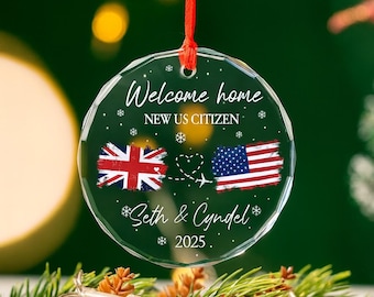 US Citizenship Gift, New Citizen Gift, First Christmas as US Citizen, Custom with Any Two Countries New American Gift, Naturalization Gift